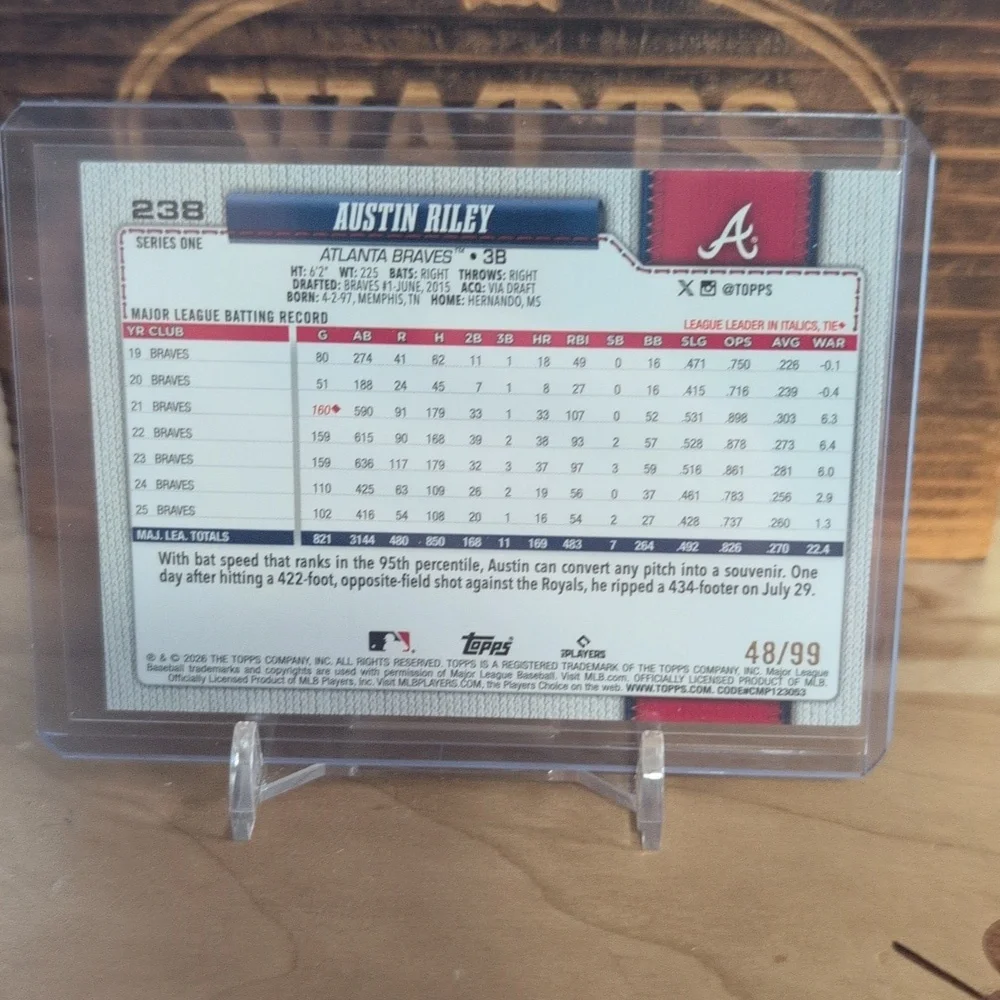 2026 Topps Austin Riley 75th Anniversary Green Diamante #48/99 Braves 🔥🔥🔥 - Picture 3 of 4